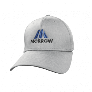 Gray cap with blue logo design.
