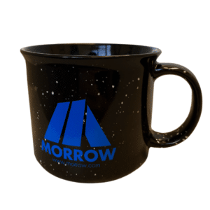 Black Morrow logo mug with handle