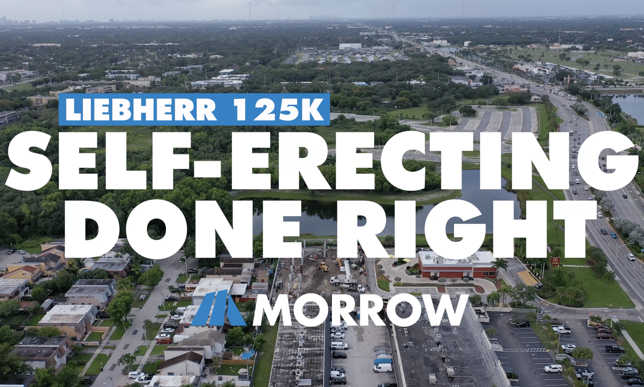 Liebherr 125K self-erecting crane, Morrow company, aerial view