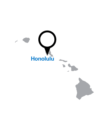 Map pinpointing Honolulu, Hawaii