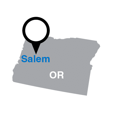 Map highlighting Salem, Oregon location