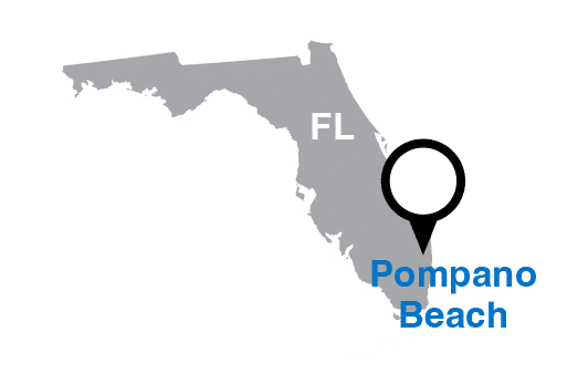 Map showing location of Pompano Beach, Florida.